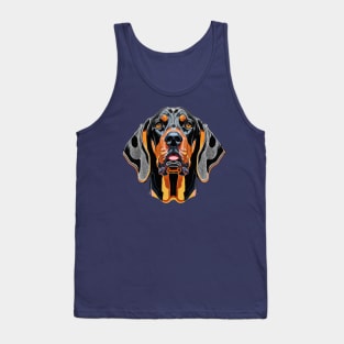 Black and Tan Coonhound Dog Stencil Tank Top